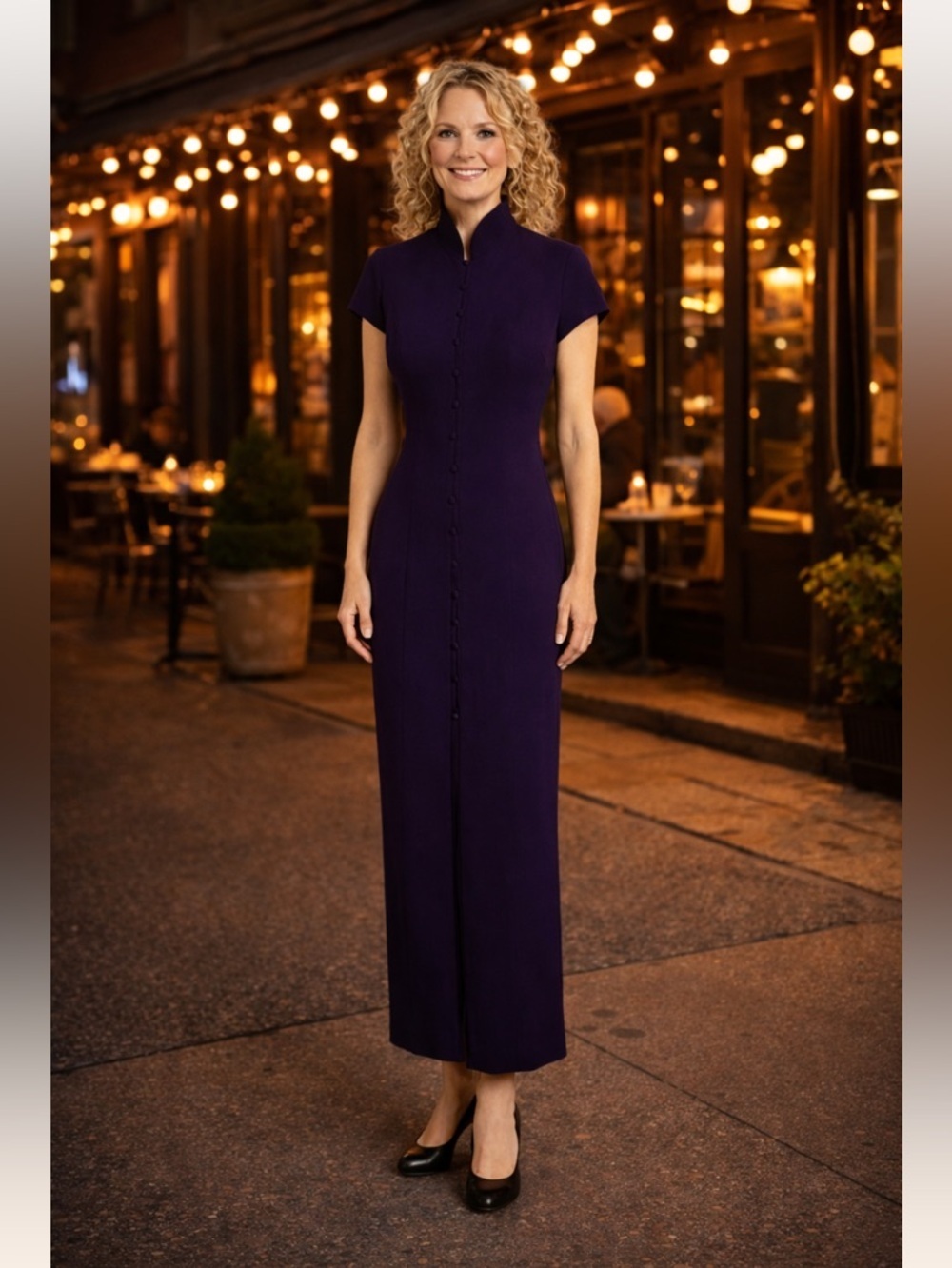 JONES NEW YORK DRESS Women's Purple Size 6 Vintage Full Button Up Maxi Dress